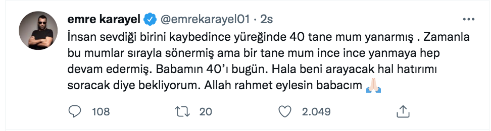 emre karayel kaybettigi babasinin 40 i icin dikkat ceken ifadeler kullandi